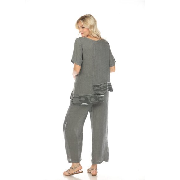 Charcoal Abstract Print Wide Leg Pant - Picture 8 of 9